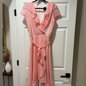 Gabby Skye Pink and White Pinstripe Dress - Size 10